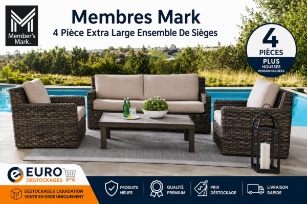 Déstockage  Ensemble de Sièges Extra Larges 4 Pièces Member's Mark