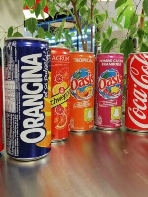 Palette Coca, Fanta, Cherry, Oasis tropico, Perrier, Lipthon, Orangina…etc 33 cl