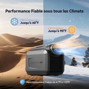 Climatiseur portable réversible silencieux 5100 BTU froid / 6100 BTU chaud, pour camping-car, tente et bateau, 4 modes, 3 réglages, faible consommation (1 kWh/8 h)