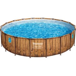 Piscine hors sol Bestway  tubulaire ronde Bestway Power Steel Swim Vista 549 x 122 cm décor bois
