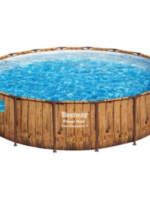 Piscine hors sol Bestway  tubulaire ronde Bestway Power Steel Swim Vista 549 x 122 cm décor bois