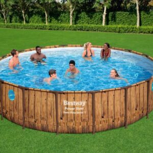 Piscine hors sol Bestway  tubulaire ronde Bestway Power Steel Swim Vista 549 x 122 cm décor bois