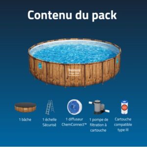 Piscine hors sol Bestway  tubulaire ronde Bestway Power Steel Swim Vista 549 x 122 cm décor bois