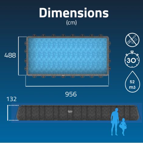 Bestway Piscine hors sol tubulaire rectangulaire Bestway APX 365 - 956 x 488 x 132 cm gris foncé
