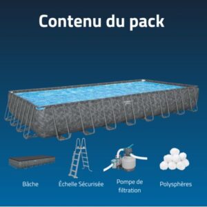 Bestway Piscine hors sol tubulaire rectangulaire Bestway APX 365 - 956 x 488 x 132 cm gris foncé