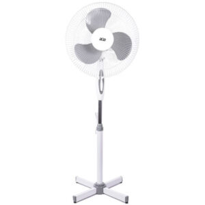 Aga24 – Ventilateur sur pied 43 cm – Puissance 45 W – 3 vitesses – Niveau sonore 57 dB(A) – Hauteur réglable 90-130 cm – Design blanc
