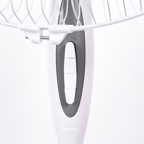 Aga24 – Ventilateur sur pied 43 cm – Puissance 45 W – 3 vitesses – Niveau sonore 57 dB(A) – Hauteur réglable 90-130 cm – Design blanc