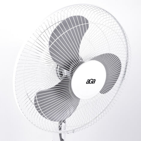 Aga24 – Ventilateur sur pied 43 cm – Puissance 45 W – 3 vitesses – Niveau sonore 57 dB(A) – Hauteur réglable 90-130 cm – Design blanc