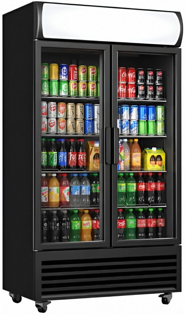 Armoire Réfrigérée à Boissons 568 L 2 Portes Vitrées – Éclairage LED – 8 Grilles Réglables – Sans Givre