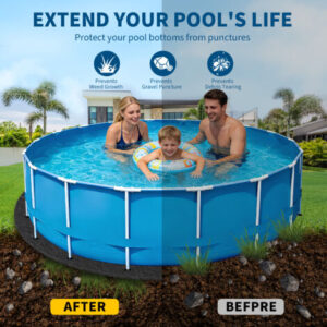 Tapis de Piscine pour Piscine Hors Sol, Protection Anti-Puncture, Multifonctionnel, Installation Facile, Rond, 28 FT