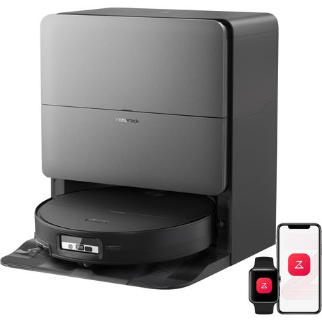 Roborock Saros 20 Sonic Aspiratetur Robot 36 000 Pa Lavage à l’eau chaude 100 °C VibraRise 5.0 Châssis AdaptiLift 3.0 hauteur 7,95 cm FlexiArm Noir