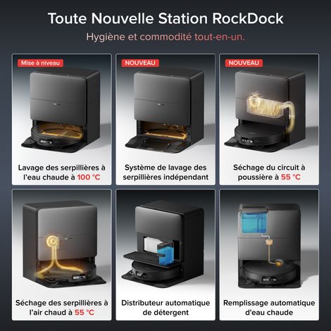 Roborock Saros 20 Sonic Aspiratetur Robot 36 000 Pa Lavage à l’eau chaude 100 °C VibraRise 5.0 Châssis AdaptiLift 3.0 hauteur 7,95 cm FlexiArm Noir
