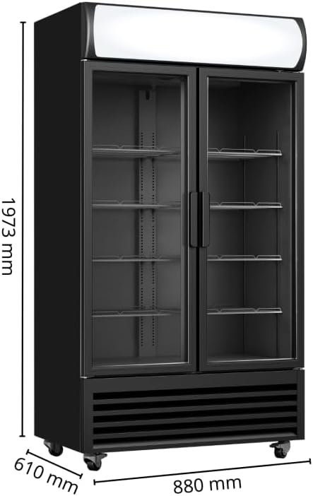 Armoire Réfrigérée à Boissons 568 L 2 Portes Vitrées – Éclairage LED – 8 Grilles Réglables – Sans Givre