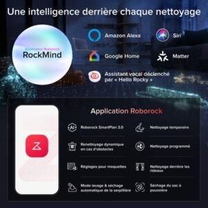 Roborock Saros 20 Sonic Aspiratetur Robot 36 000 Pa Lavage à l’eau chaude 100 °C VibraRise 5.0 Châssis AdaptiLift 3.0 hauteur 7,95 cm FlexiArm Noir