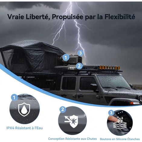 Climatiseur portable réversible silencieux 5100 BTU froid / 6100 BTU chaud, pour camping-car, tente et bateau, 4 modes, 3 réglages, faible consommation (1 kWh/8 h)