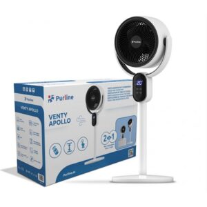 Purline – Ventilateur de table silencieux 40W – 3 vitesses – Oscillation horizontale automatique – Hauteur réglable – Écran tactile LED