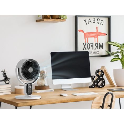 Purline – Ventilateur de table silencieux 40W – 3 vitesses – Oscillation horizontale automatique – Hauteur réglable – Écran tactile LED