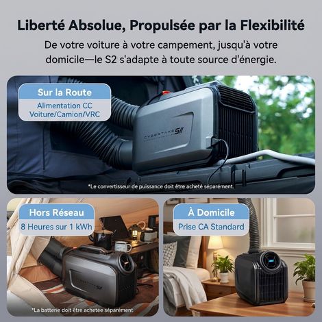 Climatiseur portable réversible silencieux 5100 BTU froid / 6100 BTU chaud, pour camping-car, tente et bateau, 4 modes, 3 réglages, faible consommation (1 kWh/8 h)